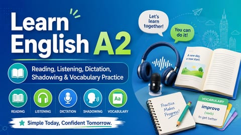 Learn English A2: Reading, Listening, Dictation, Shadowing and Vocabulary Practice