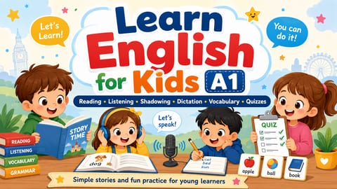 Learn English for Kids A1: Reading, Listening, Dictation and Vocabulary Practice